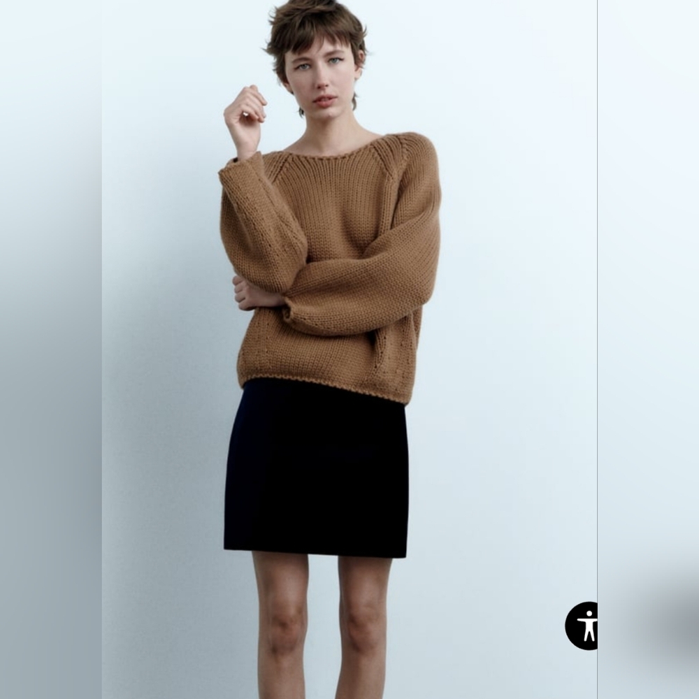 (354) NWT ZARA Oversized Knit Sweater, Size S - Picture 2 of 9